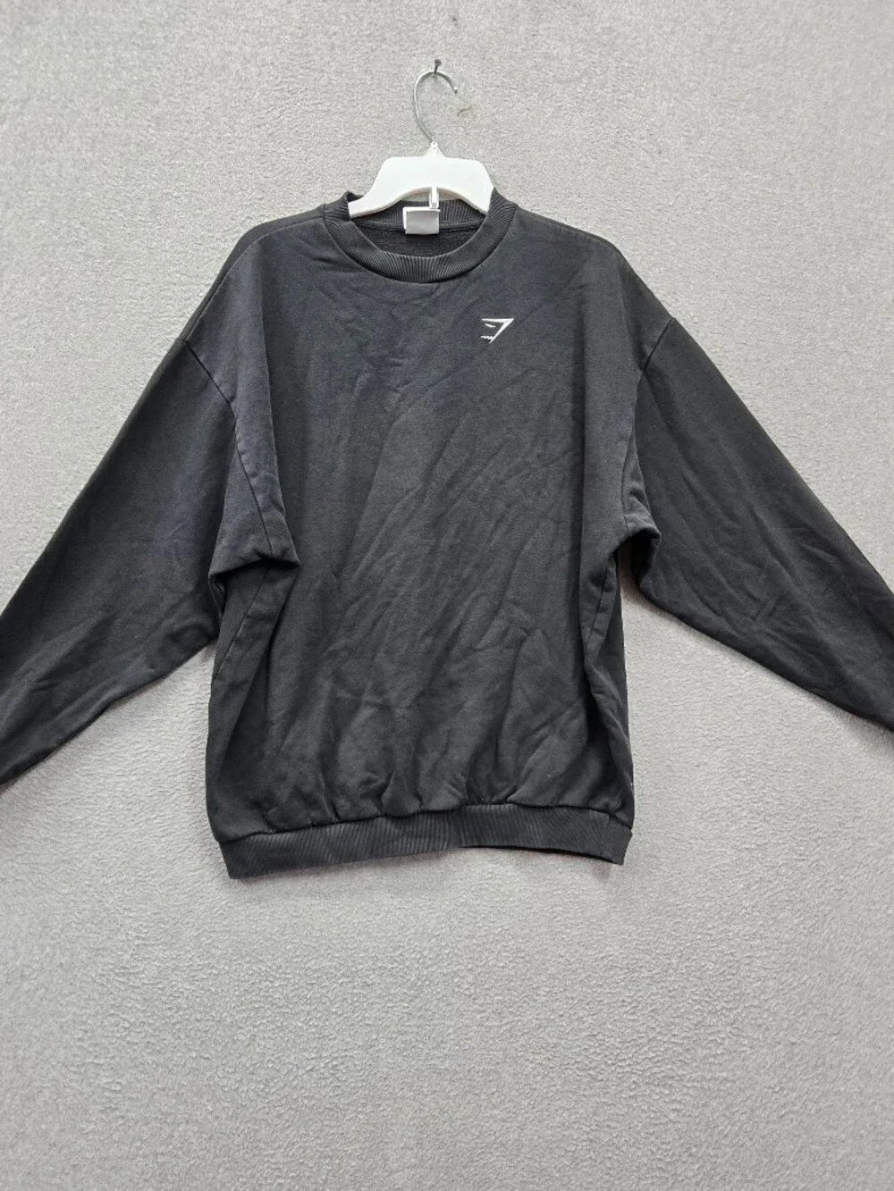 Gymshark Men Sweatshirt S Black Logo Graphic Print Fleece Crew Neck Pullover